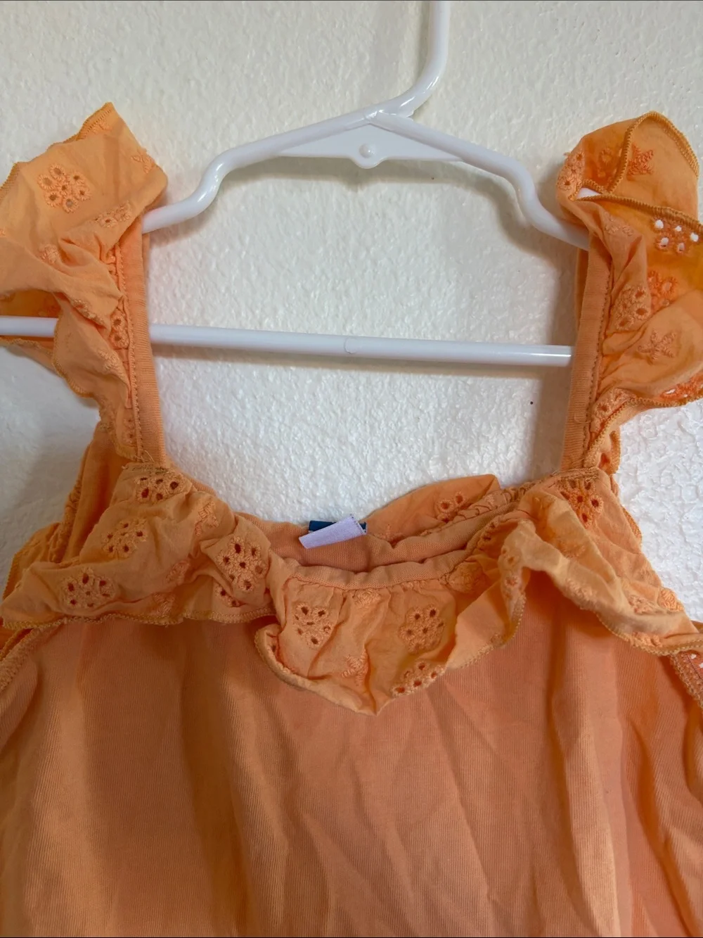 Old Navy Orange Eyelet Ruffle Tank Top